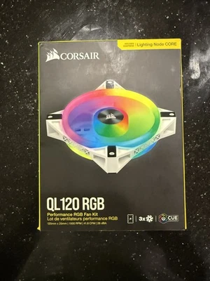 Corsair QL120 RGB iCUE PWM Lighting Node CORE Fan Kit 120mm White 3 Pack - Image 1 of 4