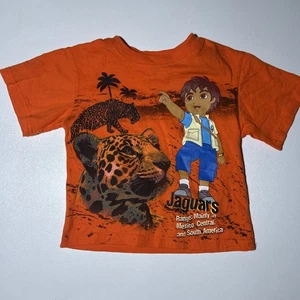 T-shirt arancione vintage Nick JR 2009 Go Diego Go Jaguar bambino 2T RARA Y2K - Foto 1 di 7