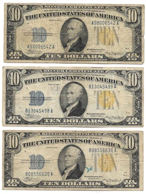 3 Circulated 1934A  $10 North Africa Silver Certificates - Image 1 of 2