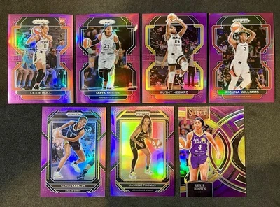 Lot (7) 2022 WNBA Prizm Purple Parallels LEXIE HULL Rookie RC Maya Moore #/99 SP - Image 1 of 3