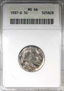 1937-D Buffalo Nickel ANACS MS66 Uncirculated Soapbox Holder - Picture 1 of 4