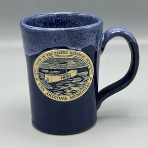 Deneen Pottery Hand Thrown USA 2017 USS Arizona Memorial Blue Coffee Mug WWII - Picture 1 of 8
