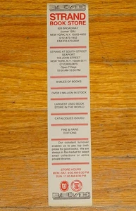 VINTAGE STRAND BOOKSTORE BOOKSHOP ADVERTISING~PROMO BOOKMARK~NEW YORK~NY~NYC - Bild 1 von 2