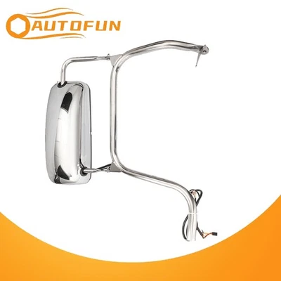 Conjunto de espejo retrovisor de puerta de acero inoxidable con calefacción para Peterbilt 389 385 386 Foto 1 de 4