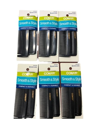 Paquete de 2 peines de bolsillo Conair estilo liso compacto y duradero lote de 6 Foto 1 de 3