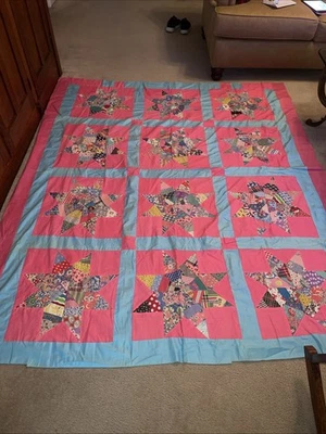 Antique Vintage Star Pattern Quilt Top  - Image 1 of 4