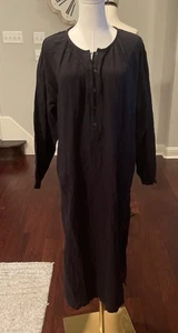 Vestido Universal Threads Negro Manga Larga Gasa Midi Mediano Nuevo con Etiquetas - Imagen 1 de 6