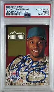 Alonzo Mourning auto signed 1992 #DP2 Sky Box RC Charlotte Hornets PSA Encap - Picture 1 of 3