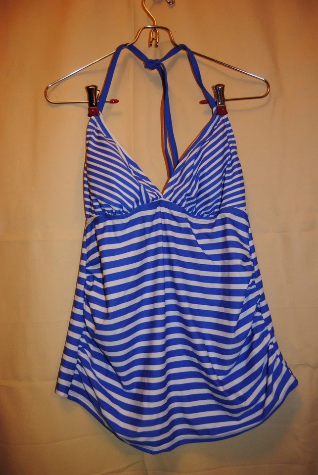 Traje de baño Tankini LIZ LONG MATERNITY azul blanco a rayas talla S nuevo sin etiquetas Foto 1 de 4