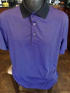 39774-a Footjoy Golf Polo Shirt Purple Striped Size M Adult Mens - Picture 1 of 4
