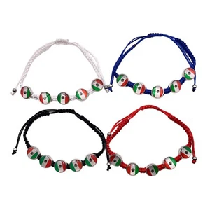 Mexikanische Flagge rot blau weiß schwarz Saiten verstellbares Armband Männer Frauen - Bild 1 von 6