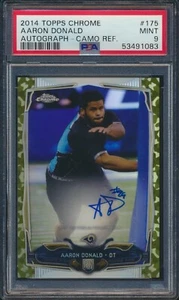2014 Topps Chrome Aaron Donald RC Rookie AUTO Camo Refractor /99 PSA 9 - Bild 1 von 2