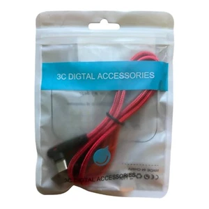 USB-C 90° Fast Charging Cable 1m QC 3.0 Braided for Samsung S21 S20 Xiaomi - Picture 1 of 2