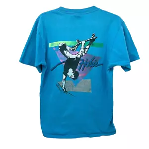 Vintage Hobie Mens Skateboarding Shirt Graphic 1985 Blue Cotton USA - Picture 1 of 18