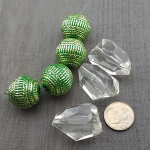 Green & Clear Acrylic Bead Lot - Picture 1 of 1