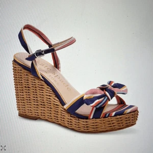 Kate Spade Patio Wedge Sandals- Sidewalk Stripe- Size 11- NIB - Picture 1 of 6