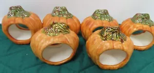 Anelli porta tovaglioli zucca ceramica vintage lotto 6 pezzi arancione - Foto 1 di 3