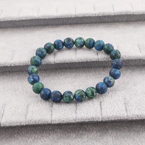 Pulsera de compromiso de regalo de curación de piedras preciosas cuentas redondas de azurita azul natural de 8 mm - Imagen 1 de 3