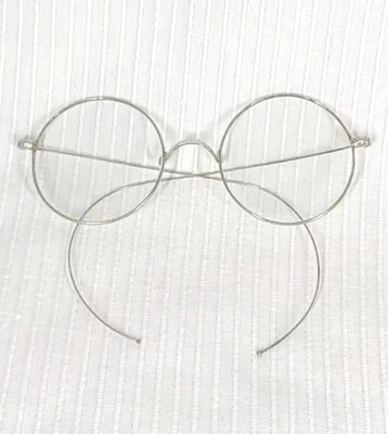 Vtg 40s WILLSON Round Glasses Thin Frame Chrome Metal Silver Clear Safety Lens  - Image 1 of 4