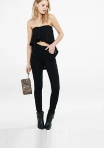 Express trägerloses Oberteil Größe Small schwarz Trapez Hi-Lo Tube Chiffon Shirt (S 4-6) - Bild 1 von 4