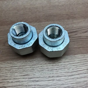 LOT OF 2 UNBRANDED PIPE UNION AAR 3/4 SP83 -83HHH A/SA105 GALVANIZED - Picture 1 of 4