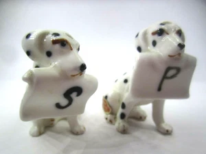 Vintage Bone China Dalmatian Small Salt and Pepper Shakers 2" Tall Japan Made - Picture 1 of 11