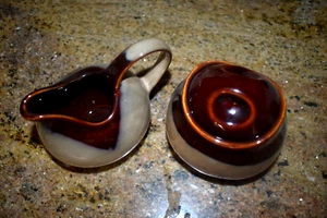 3 Pc Sango Nova Brown 4933 Sugar Bowl w/Lid & Creamer - Picture 1 of 2