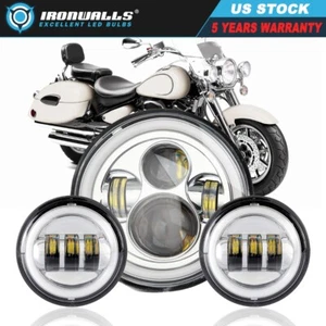 3Pcs 7" LED Headlight DRL & 4.5" Fog Lamps For Yamaha Road Star Silverado 99-13 - Bild 1 von 12