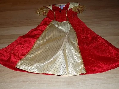 Vestido fantasia rainha real tamanho pequeno 6 princesa paraíso ouro vermelho veludo veludo - Imagem 1 de 4