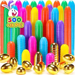 Bright Colors Plastic Easter Eggs Empty Include 18 - Picture 1 of 7
