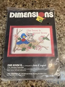 Dimensioni LA NOSTRA CASA È... Kit Crewel #6143 Vintage 1987 - Foto 1 di 2