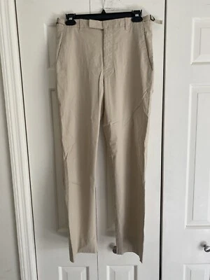 Vintage Helmut Lang Tan Men's Cotton Tab Waist Pants 46 30 - Image 1 of 3