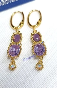 Swarovski Rosette Earrings Gold-PVD Pastel Col Crystal Authentic New 1128102 - Picture 1 of 11