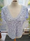 Opus Blue Lace Top With Floral Pattern V Neck Short Sleeved Fully Lined Size L