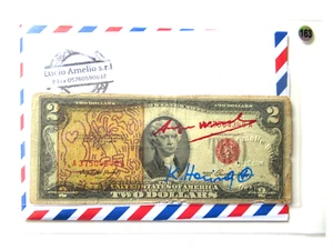 A. WARHOL/K. HARING: 2 Dollar ORIGINAL SIGNIERT, SKIZZIERT, BEARBEITET, von 1977 - Bild 1 von 6