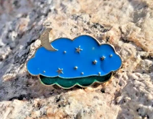Noche estrellada estrellas luna estrellas esmaltado sombrero pasador solapa + bolsa de regalo de tela - Imagen 1 de 2