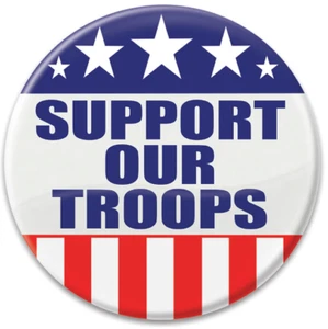 SUPPORT OUR TROOPS NEW Appreciation Button 2" Patriotic Red/White/Blue USA - Picture 1 of 3