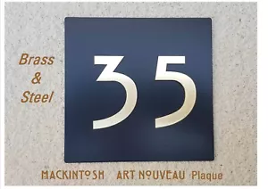 Art Nouveau Mackintosh Laiton Plaque Maison / - Bild 1 von 8