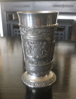 Vintage ZINN 95% Pewter Embossed Goblet Cup Glass Mug Made in Germany