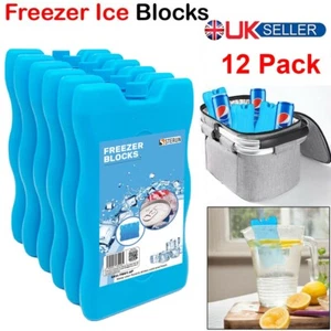 12 x Freezer Blocks For Cool Cooler Bag Ice Packs For Lunch Box Picnic Reusable - Picture 1 of 6