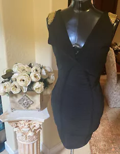 WOW COUTURE Little Black Bandage Bodycon Dress Size S - Picture 1 of 11