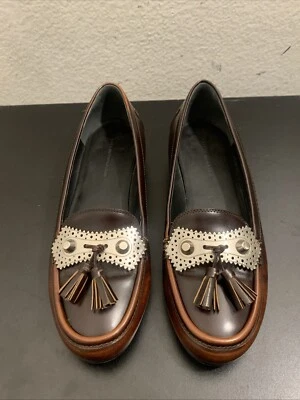 Balenciaga Metallic Stud Tassel Loafers Brown Leather M Italy 37.5 $695 - Image 1 of 4