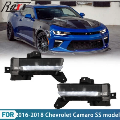 2016 2017 2018 For Chevy Camaro SS LED DRL Fog Lights Front Bumper Lamps Pair - Image 1 of 4