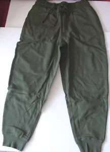 Women's Green Drawstring Sweatpants Tapered Leg, Side Pockets Size L - Picture 1 of 5
