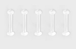 5 Labret Ear Acrylic Retainer Stud With Clear O Ring 16g 8mm 10mm #R16 - Picture 1 of 1