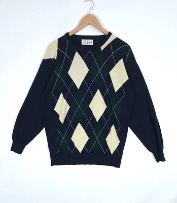 Vintage Pringle of Scotland Wool Sweater Argyle Crew Neck Mens size M-L - Image 1 of 4