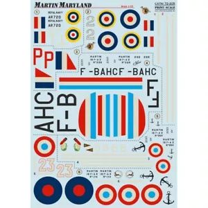 Aufkleber für Flugzeug 1:72 Martin Maryland Waterslide Decals Print Scale 72-205 - Bild 1 von 24