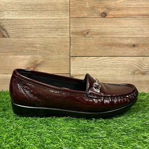 SAS Metro Womens 7 M Maroon Patent Leather Shoes Loafers Casual Comfort Walking - Picture 1 of 13