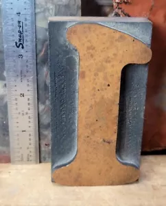 LARGE NUMBER "1" ANTIQUE LETTERPRESS VINTAGE WOODEN PRINT BLOCK STAMP 4" VGC - Picture 1 of 3