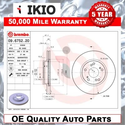 Discos de freno delanteros traseros Ikio para Honda Civic 2000-2005 CR-V 2001-2007 Foto 1 de 4